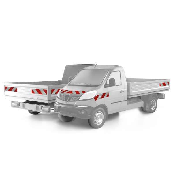 Piaggio Porter NP6 mit komplettem Warnmarkierungs-Set an Front, Seiten und Heck