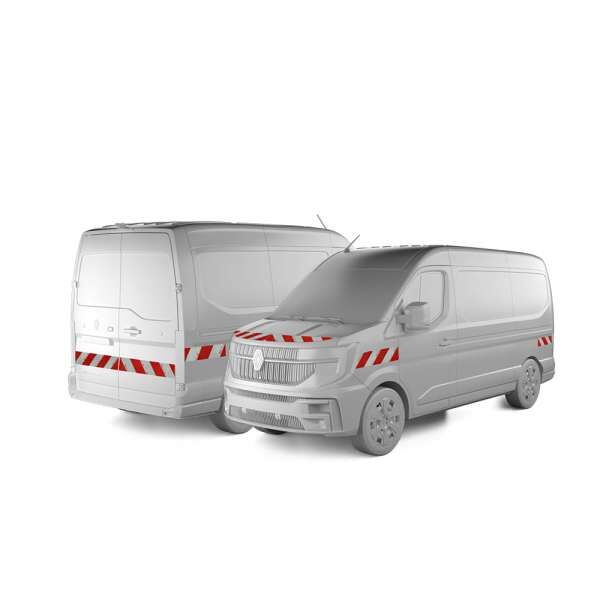 Renault Master mit rot-weißer Vollmarkierung nach DIN 30710 zur Warnkennzeichnung